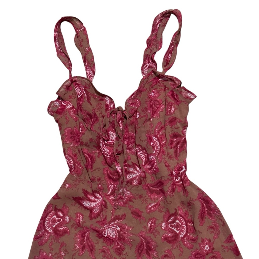 ‼️SOLD‼️ WHITE FOX Sleeveless Floral Print Tie Front Mini Dress XS - Picture 4 of 15